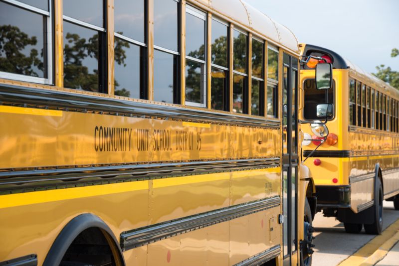 two school buses side by side