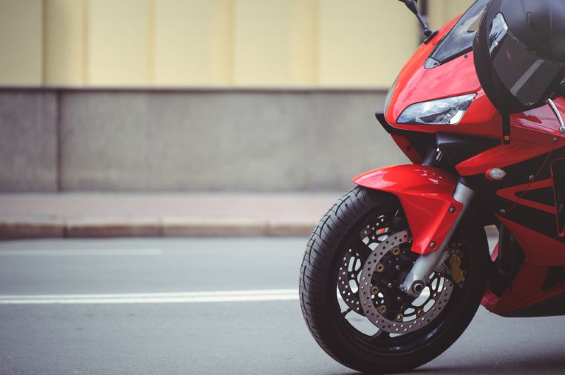 closeup of a red motorcycle